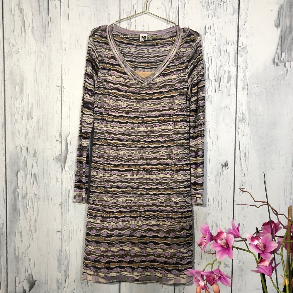 Missoni Long Sleeve Wool Blend Multicolor Dress 10